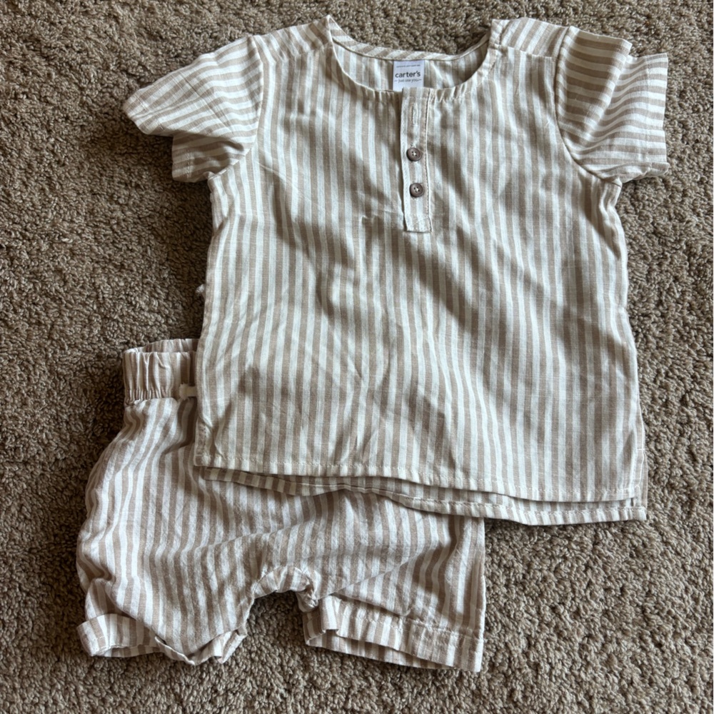 Carter's Beige and White Striped Baby Set